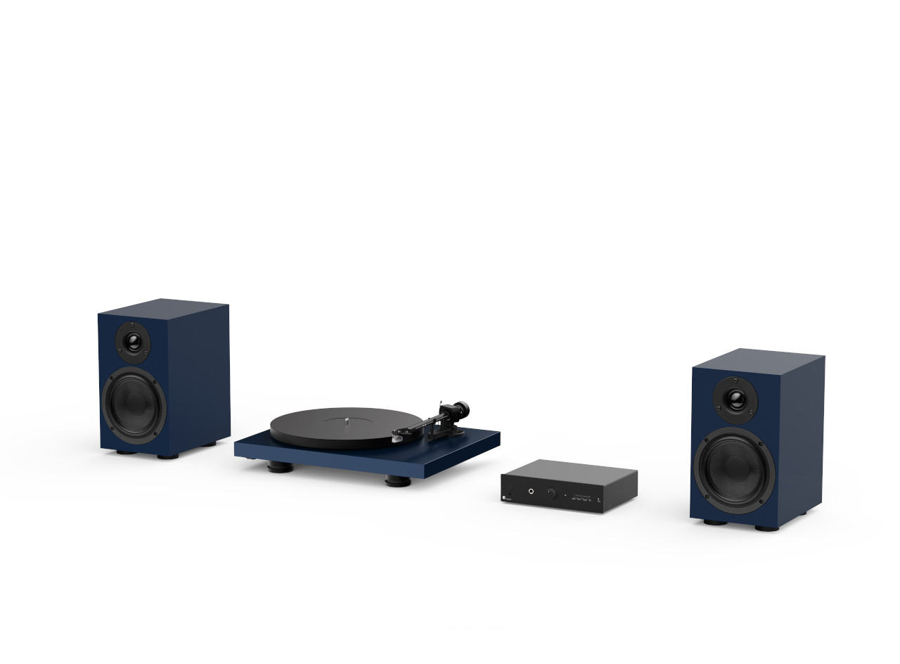 anlage, turntable, boxen, blau dunkel, hi-fi set