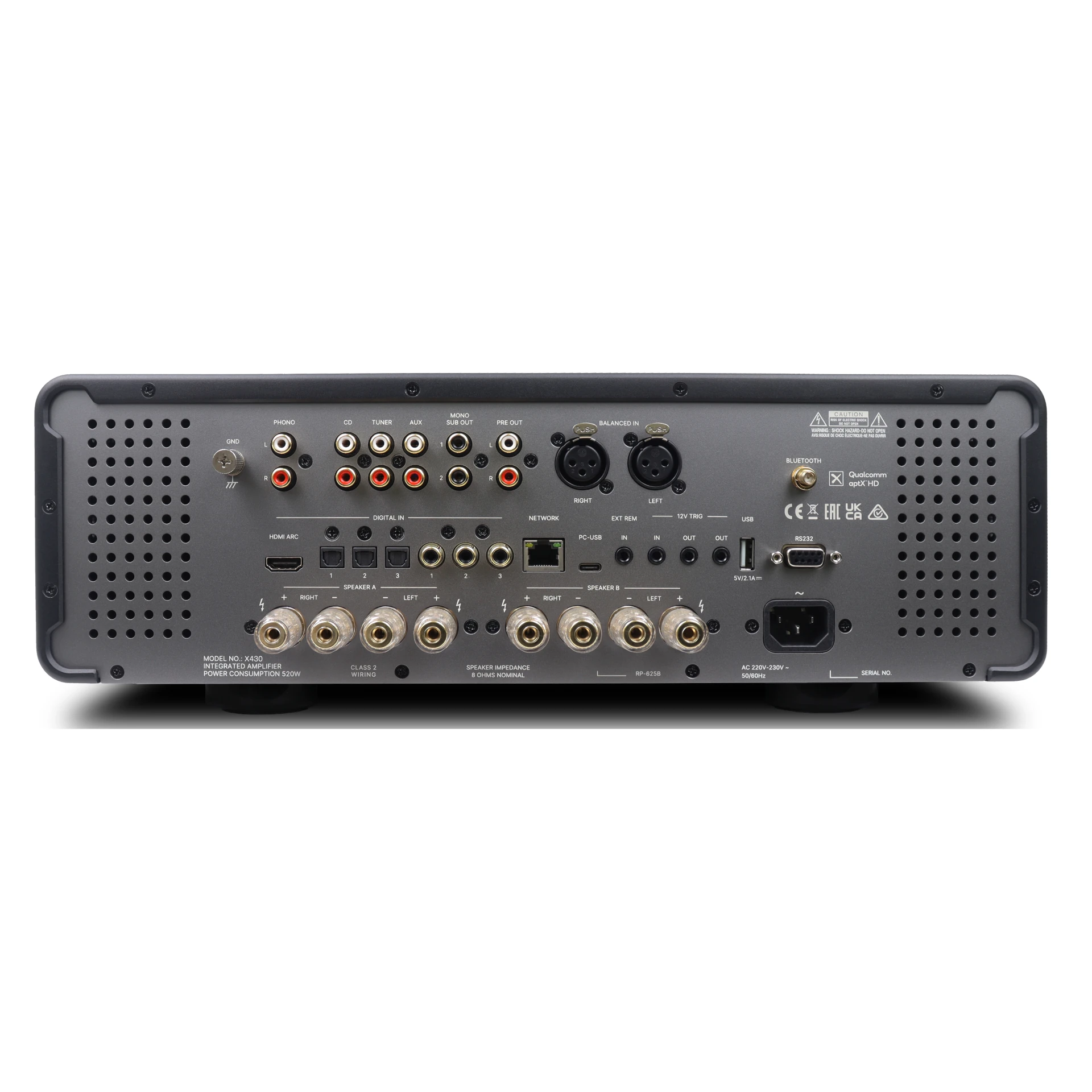 AV-Receiver, Rückseite, Audioanschlüsse, RCA-Buchsen, Netzeingang