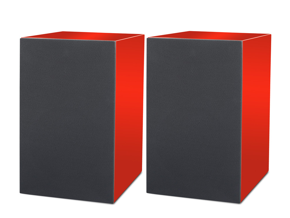 Project_speakerbox_5_red_grilles 2-Weg Regalbox