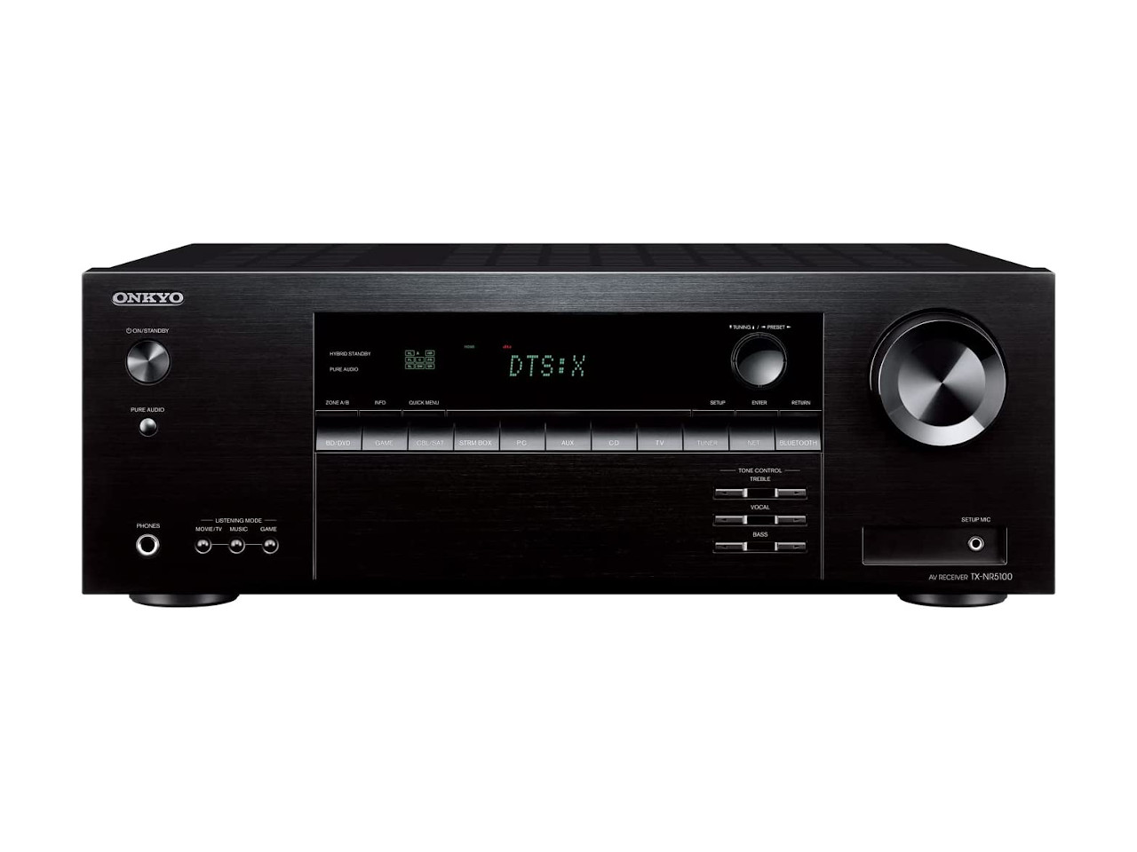hifi, stereo-Receiver, knob-controls, black-metallic, LCD-display
