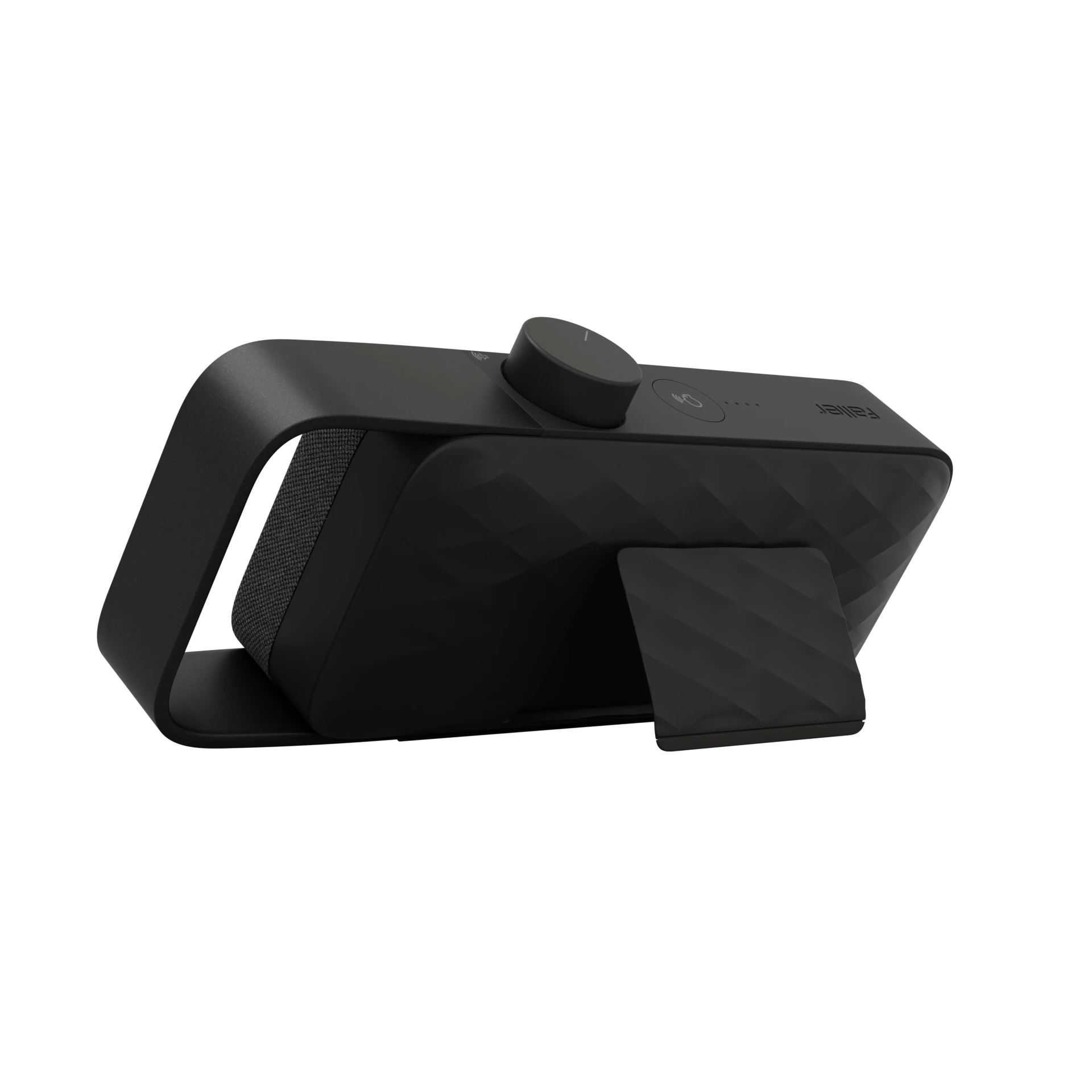 Bluetooth-Lautsprecher, schwarz, Tragegriff, Stoffbespannung, Bedienknopf