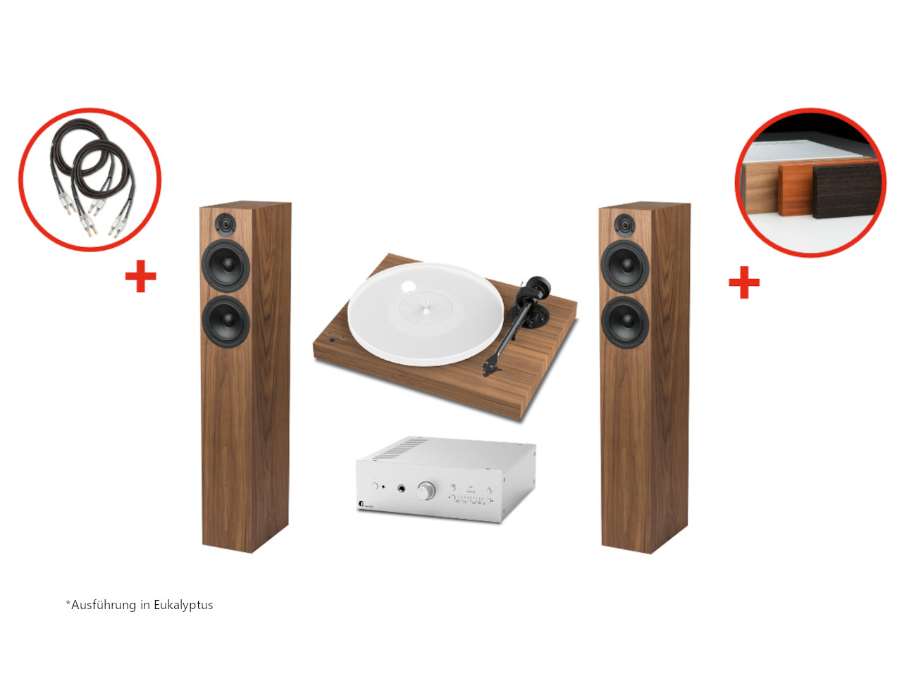 Plattenspieler, HiFi-System, Lautsprecher, Verstärker, Kabel