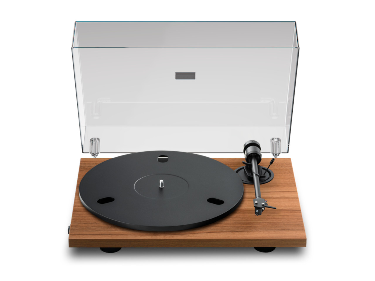 Plattenspieler, Turntable, Holzbasis, Tonarm, Dustcover