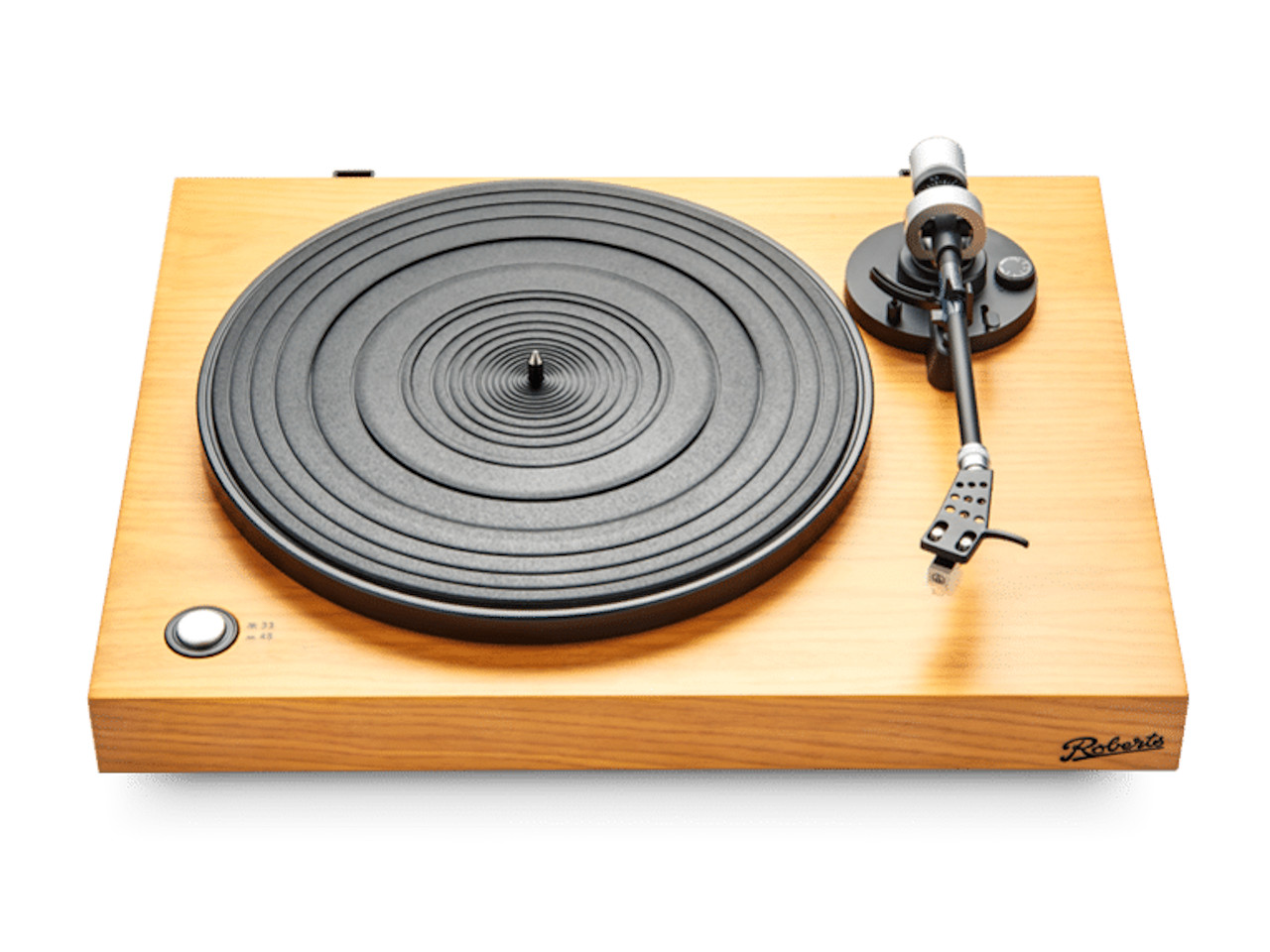 Plattenspieler, Turntable, Holz, Riemen- platter, Tonearm