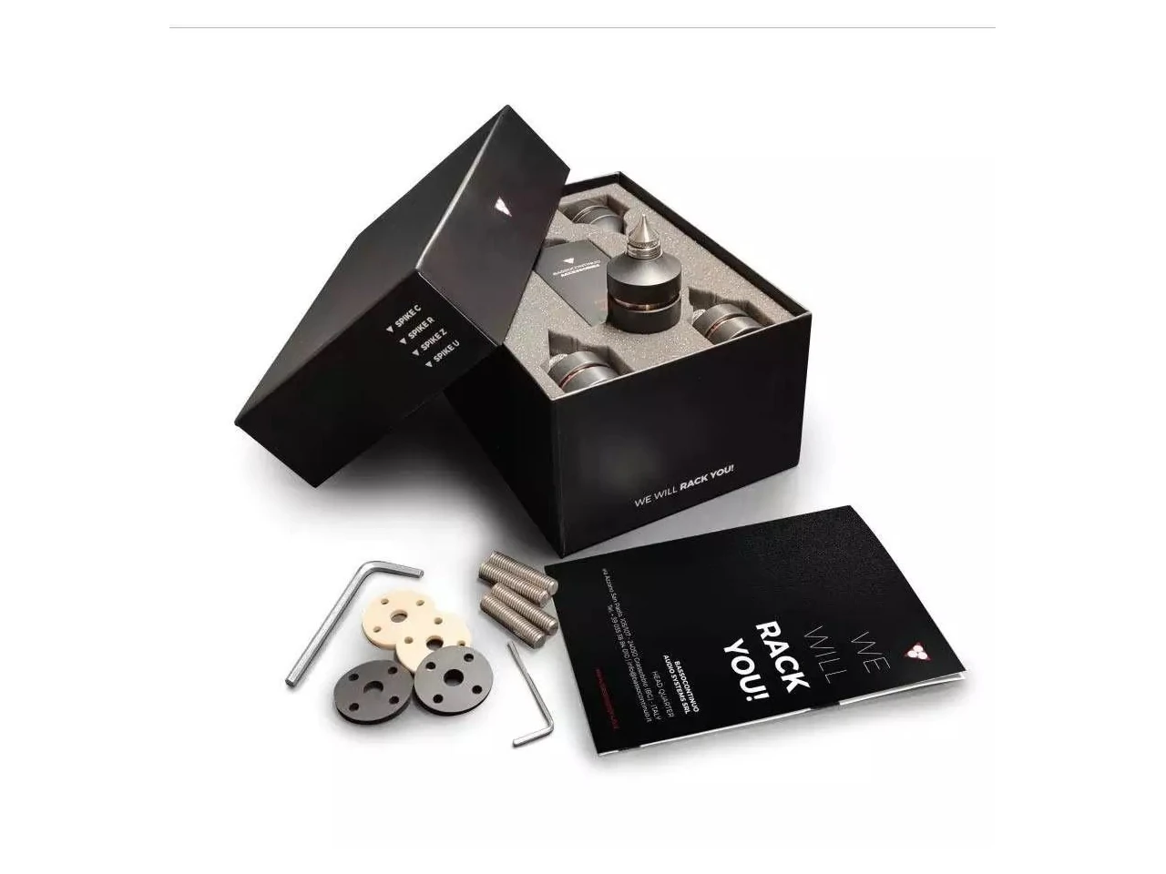guitar picks, drill bits set, sandpaper discs, allen wrench, box packaging