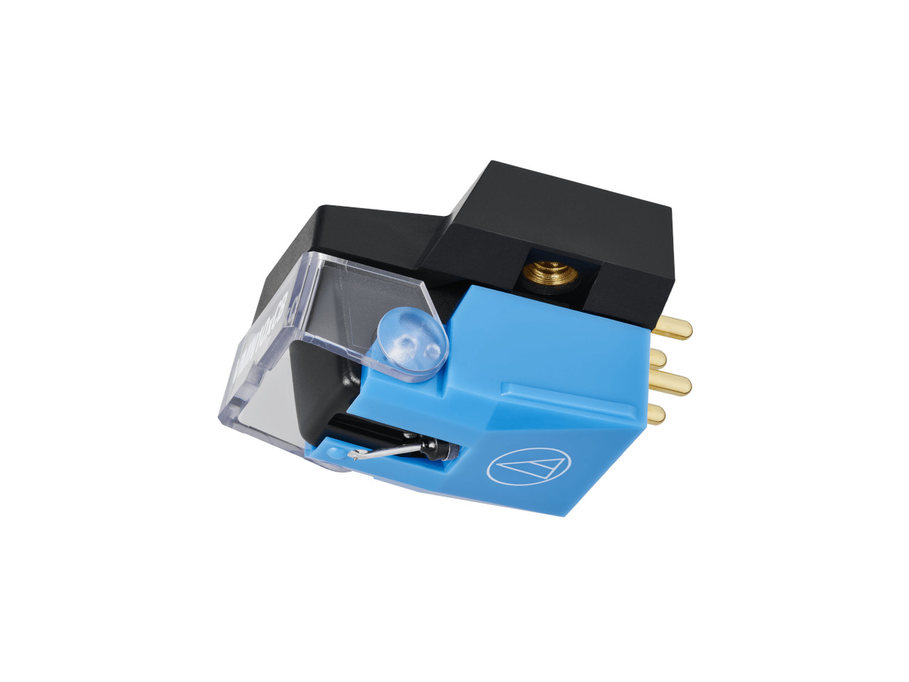 Turntable cartridge, Blue body, Gold pins, Transparent ramp, Connector housing