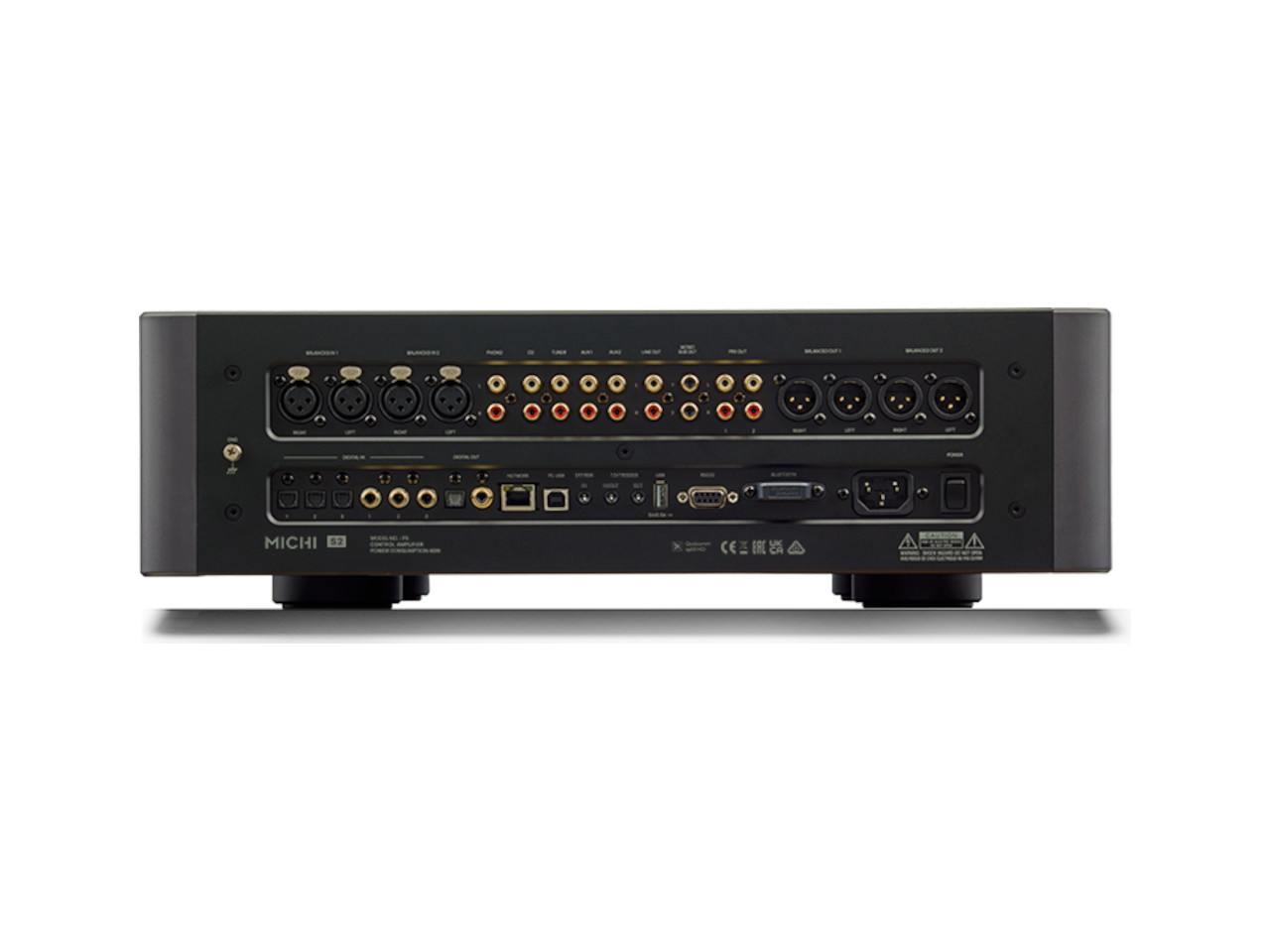 Audio-Schnittstelle, Rückseite, XLR-Anschlüsse, RCA-Anschlüsse, USB/Ethernet Ports