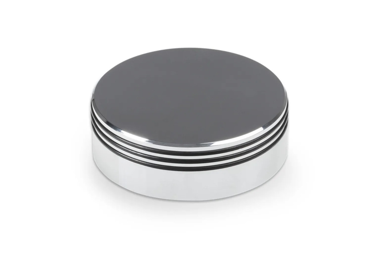 Kunststoffdeckel, Kappen, Metallic Silber, Rändelrand, Flachdeckel
