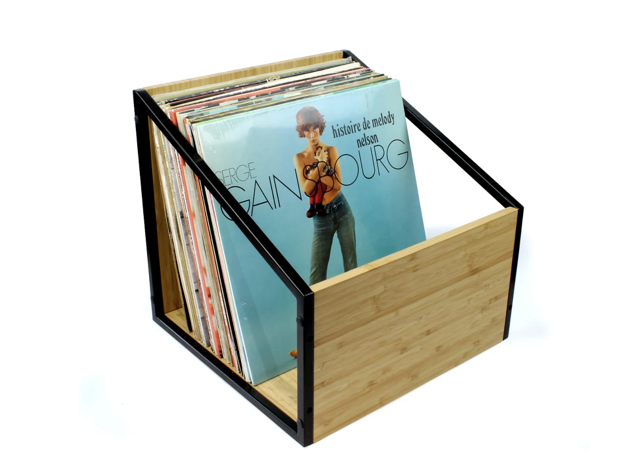 Vinylplatten, Schallplattenregal, Vinylregal, Holzmetall, Musikalbum