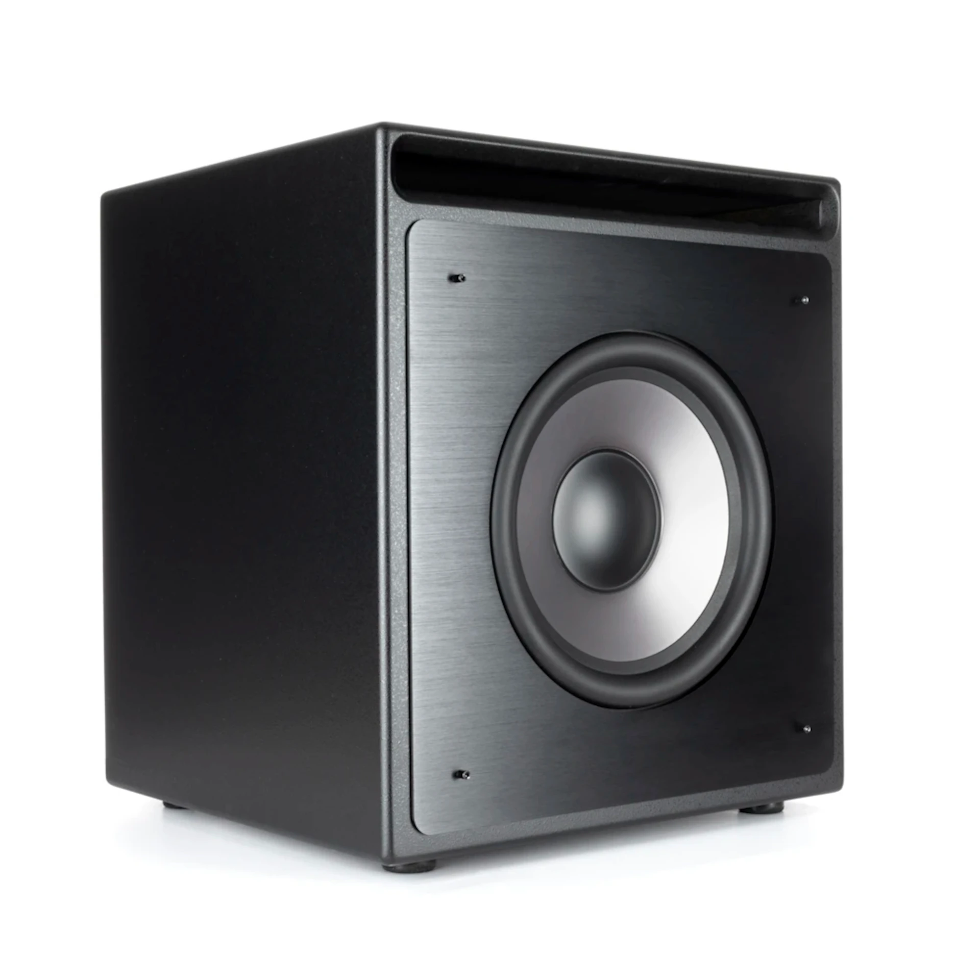 Subwoofer, Lautsprecher, Schwarzes Gehäuse, Tieftöner, Bassreflexöffnung