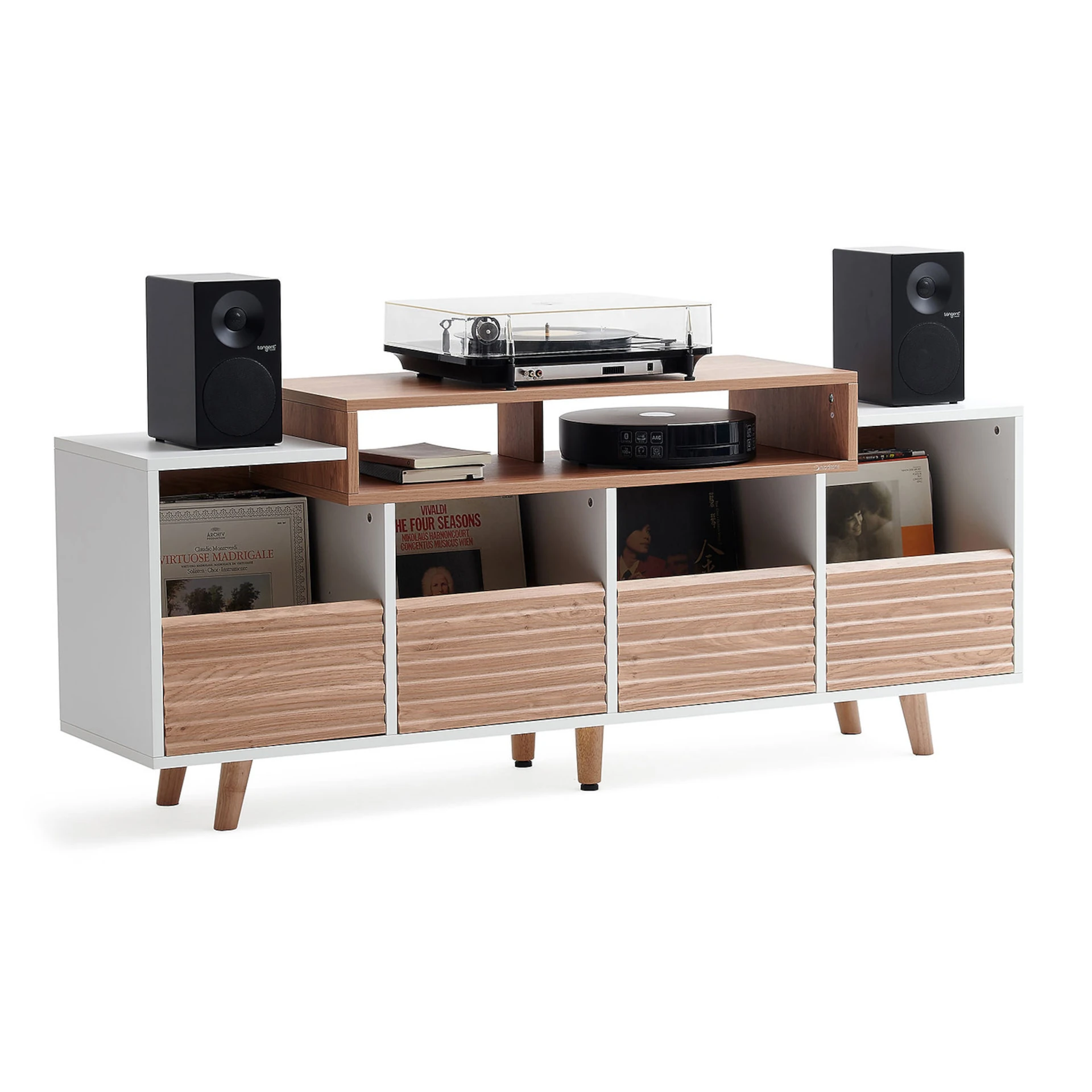 Sideboard, TV-Möbel, Vinyl-Aufbewahrung, Holzplatte, Lautsprecherregal