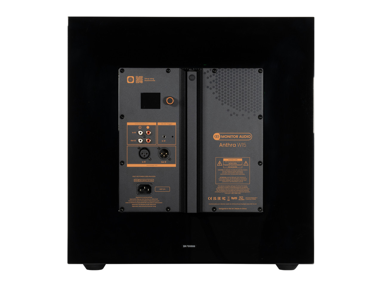 monitor audio, Anthera W15, Rackmontage Lautsprecher, Rückseite, Anschlüsse