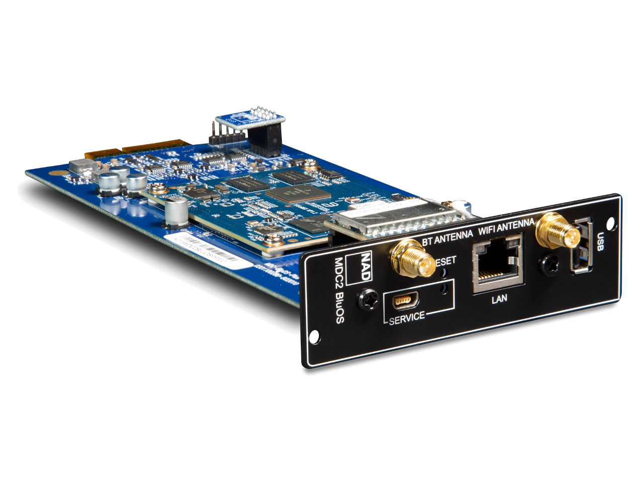 PCIe-Karte, LAN-Port, WiFi-Antenne, USB, PCB-Platine