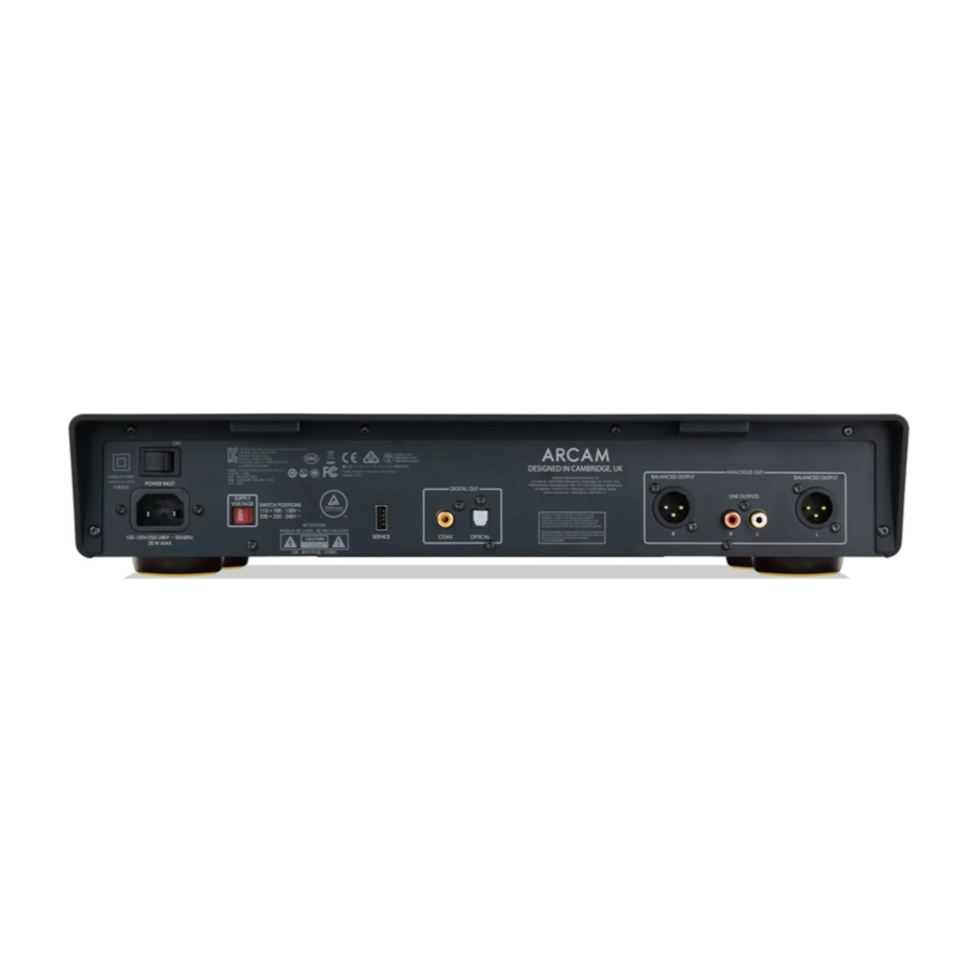 Hi-Fi-Audioplayer, schwarz, symmetrische Ausgänge, Cinch-Ausgänge, optischer Digitalausgang