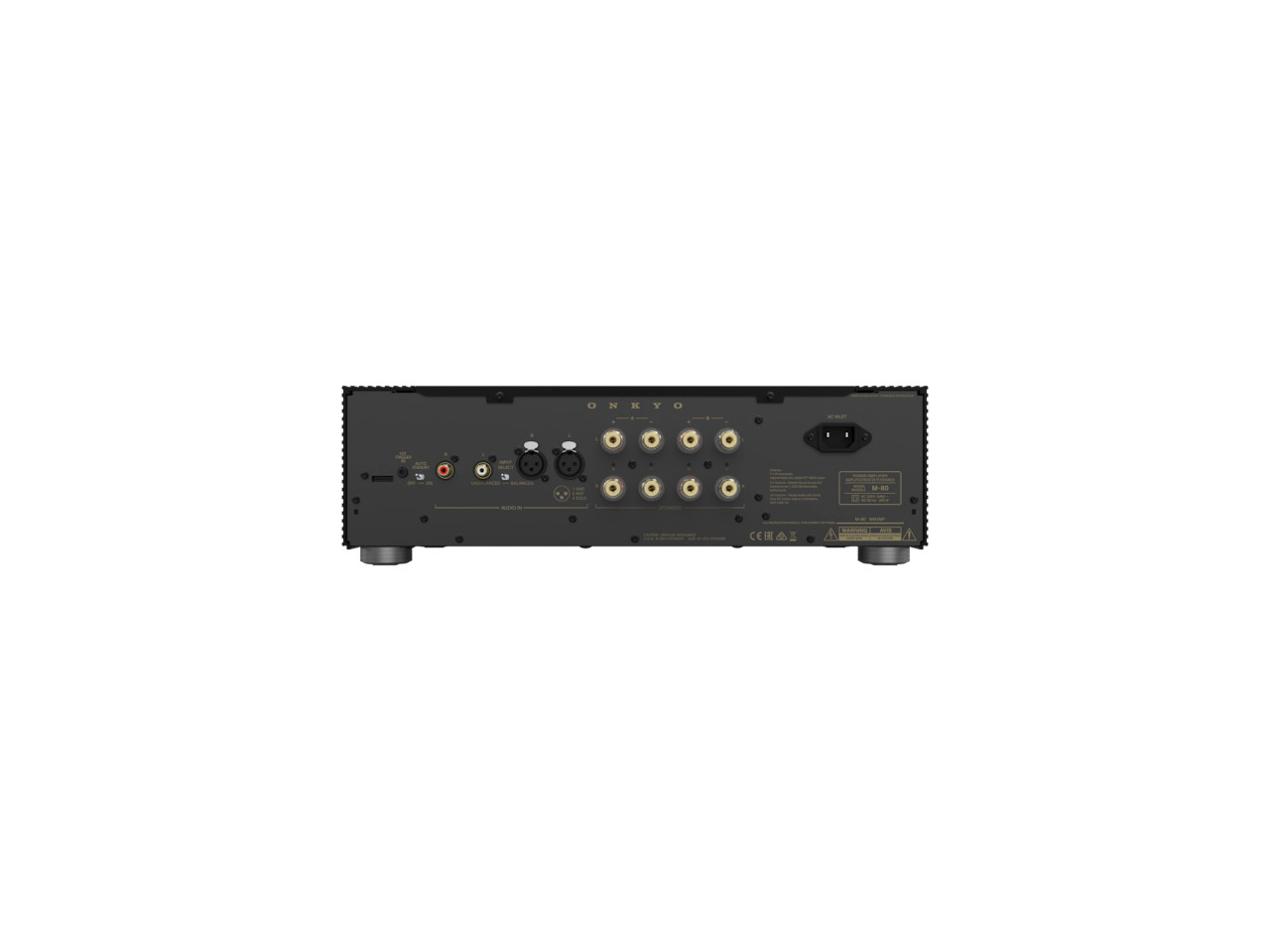 HiFi-Verstärker, Rückseite, RCA Eingänge, XLR Anschlüsse, Stromanschluss