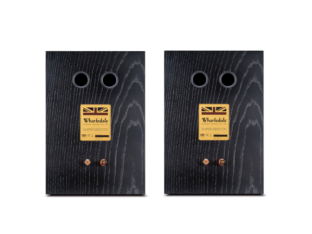 stereo-Lautsprecher, Holzgehäuse, schwarz, Goldene Beschriftung, Doppel-Lautsprecher