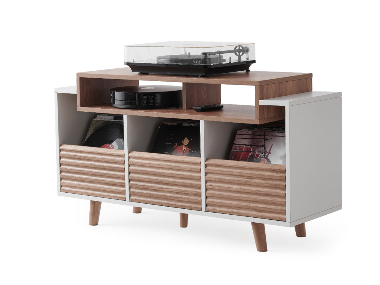 Sideboard, Record player stand, Wooden cabinet, Storage drawers, Turntable shelf