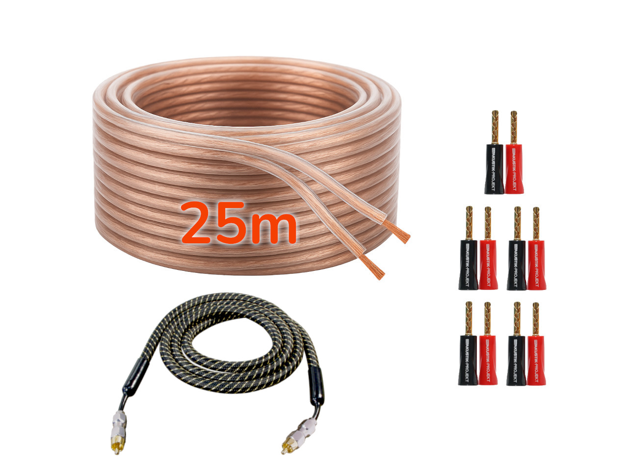 speaker cable, 25m, banana plug, speaker wire, audio cable