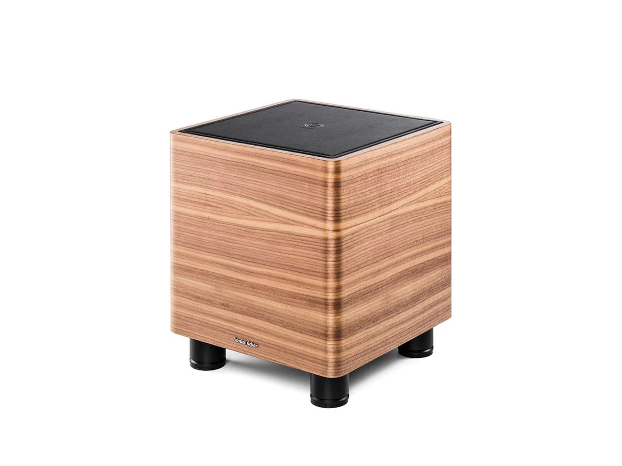 Subwoofer, Holzoptik, quadratisch, schwarce Oberseite, Standfüße