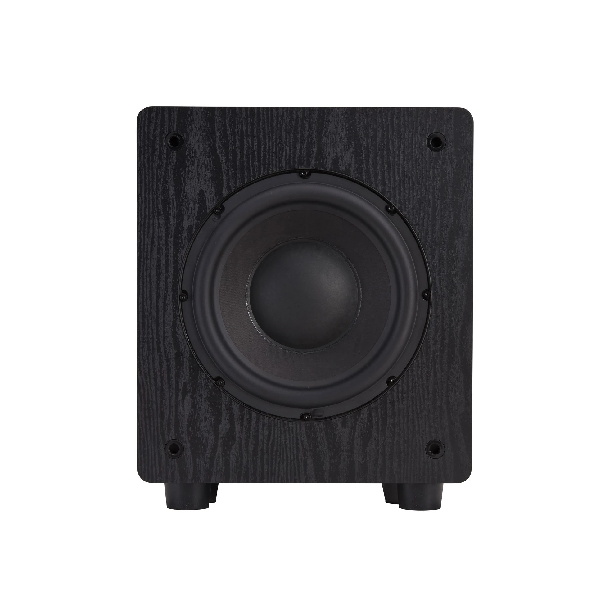 Subwoofer, Verstärkertreiber, Holzoptik, Schwarz, Rundtreiber