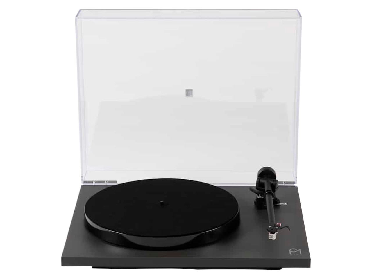 Plattenspieler, Turntable, Schwarz, Transparentes Deckblatt, Tonarm
