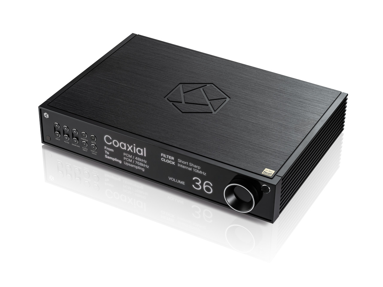 HiFi-Receiver, Verstärker, Schwarz, Irradiertes Metall, Frontplatten-Knöpfe