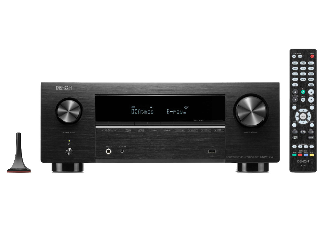 AV-Receiver, Denon, Schwarzes Gerät, Remote, Hometheater