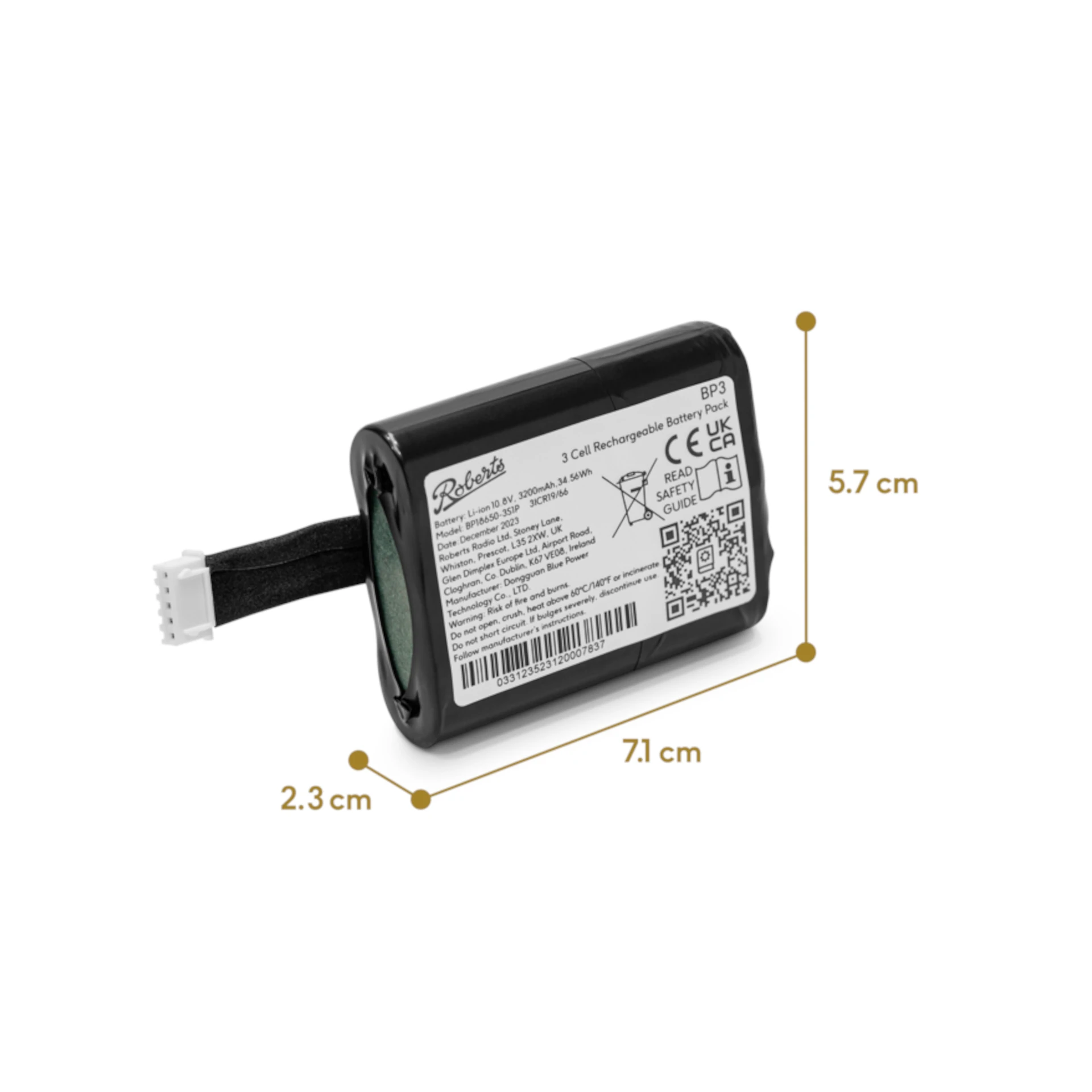 Batterie, Li-Ion, 3-Zellen, BP3, Kapazität 34,5Wh