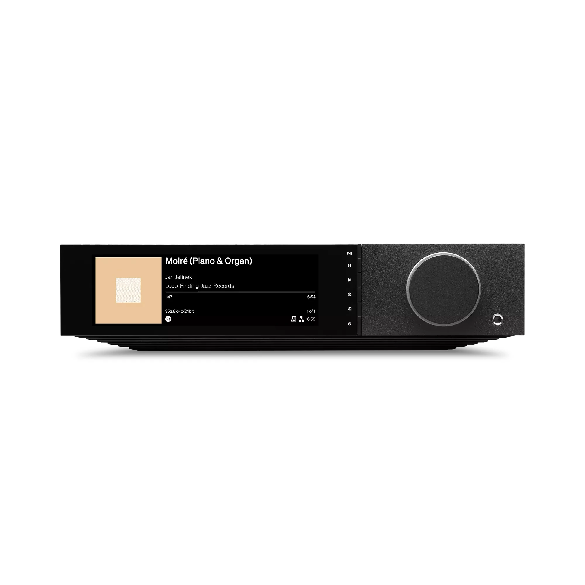 Hifi-Receiver, Kassettensystem, Digital-Display, Rändelknopf, Schwarz