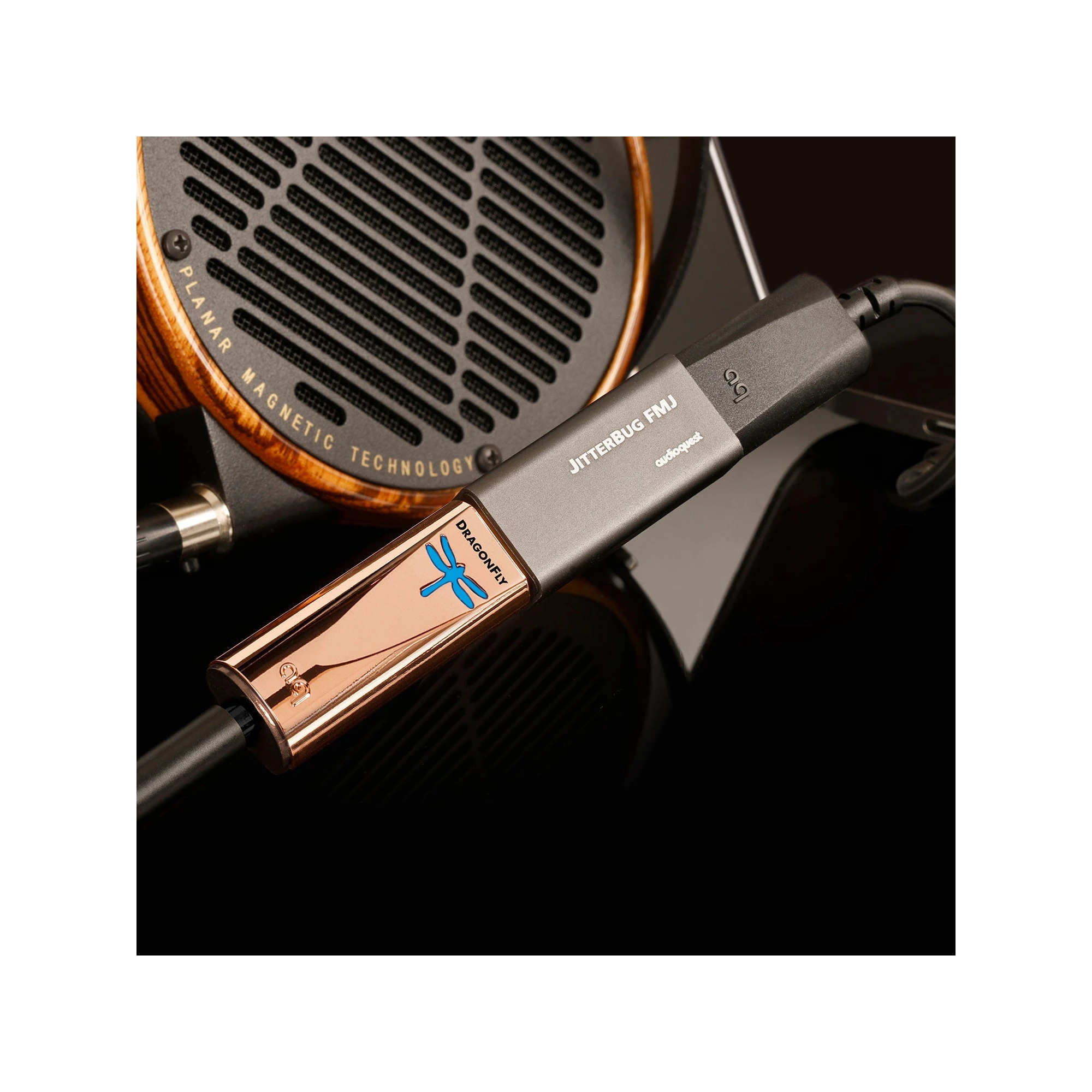 Kopfhörer, Mikrofon, USB-C, Roter Metall, Dragonfly-Logo