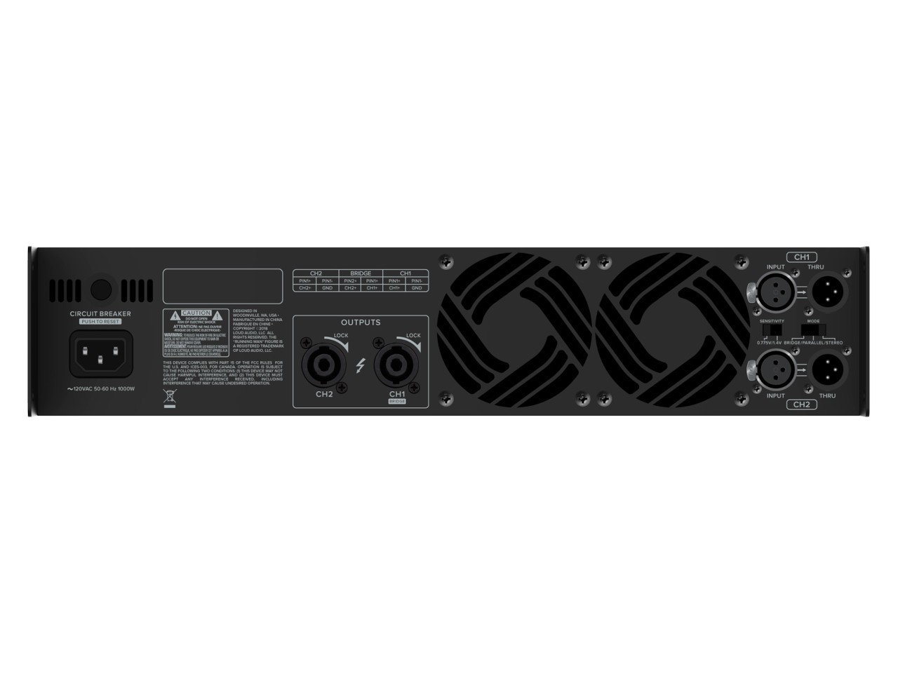rackmount, Verstärker, Rückseite, XD-Serie, Belüftung