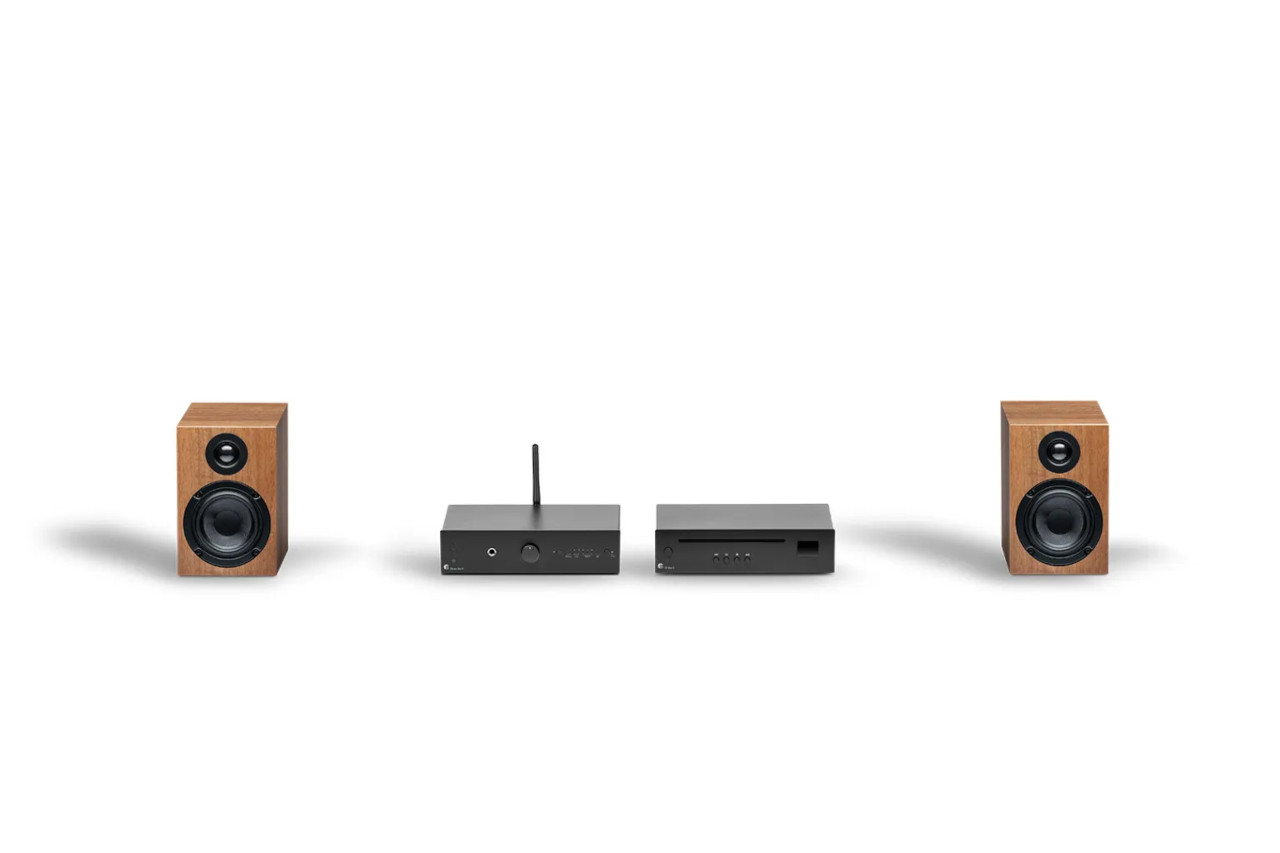Lautsprecher, HiFi-Set, Stereosystem, Holz-Lautsprecher, Receiver/Verstärker-Kombination