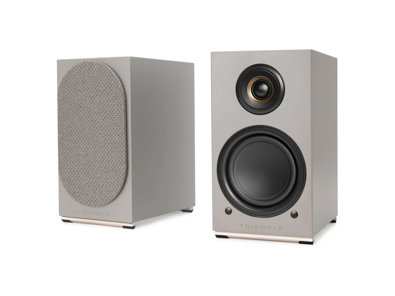 Lautsprecher, Stereo, Standlautsprecher, Holzoptik, Grau