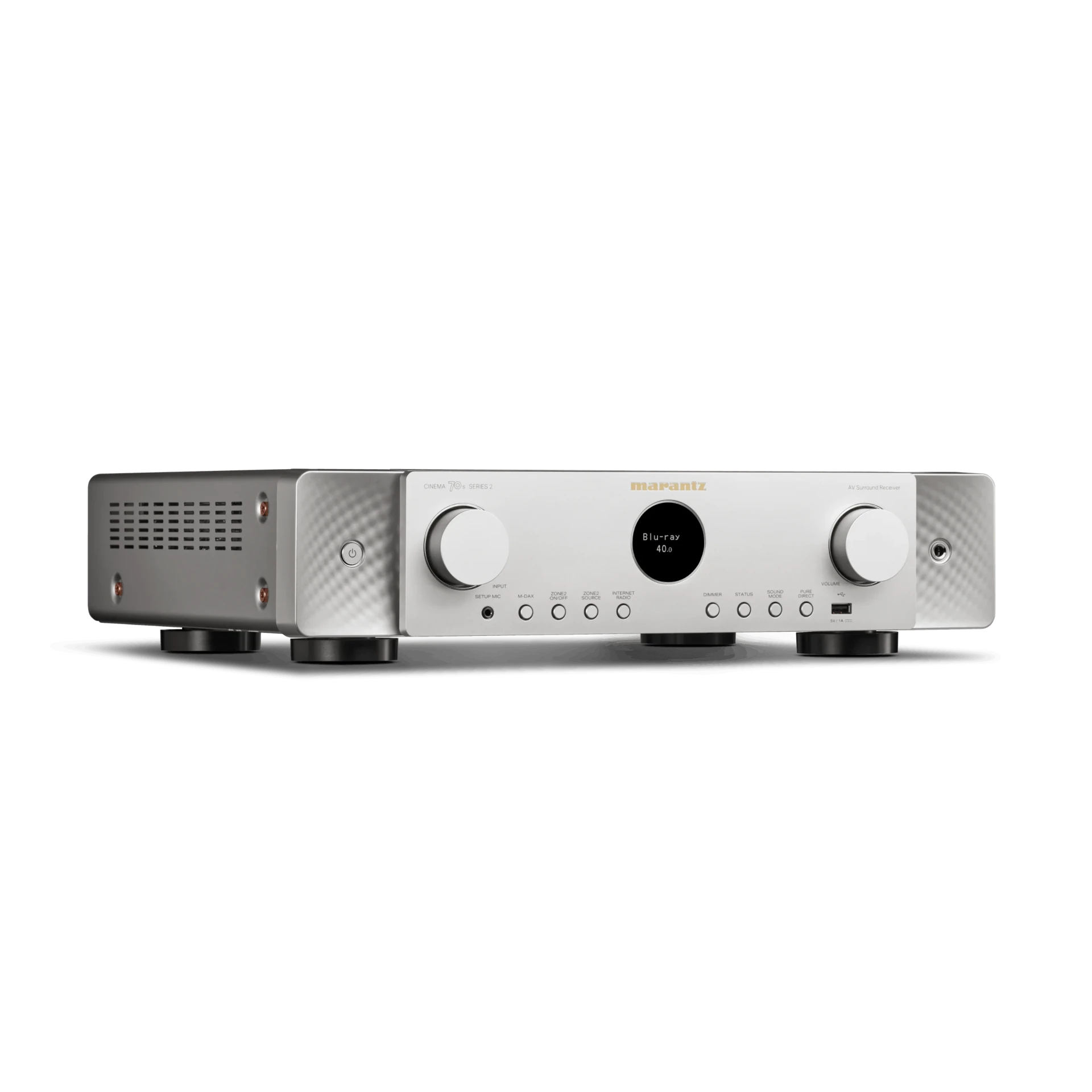 stereo receiver, blu-ray, silbermetal, tonregelung, frontpanel