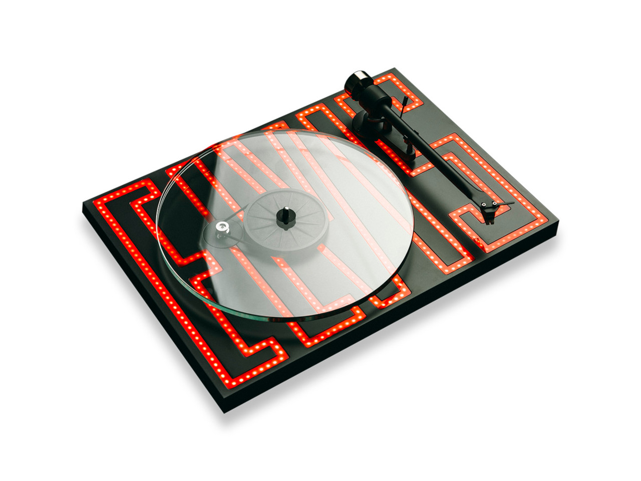 turntable, vinyl, LED, klarer plattenspieler, tonarm