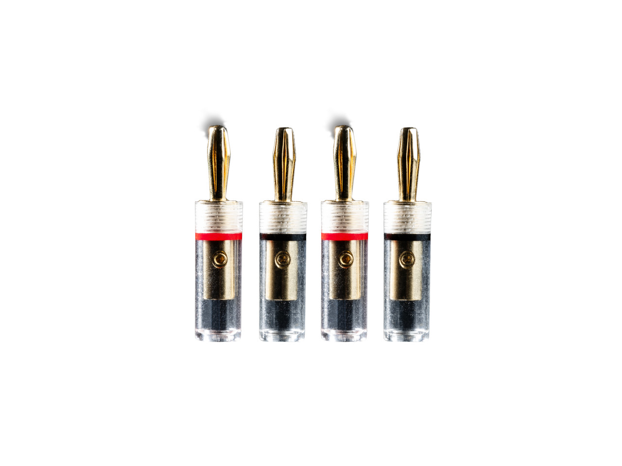 Bananenstecker, Goldbeschichtung, Audio-Stecker, 4er-Pack, Metallgehäuse