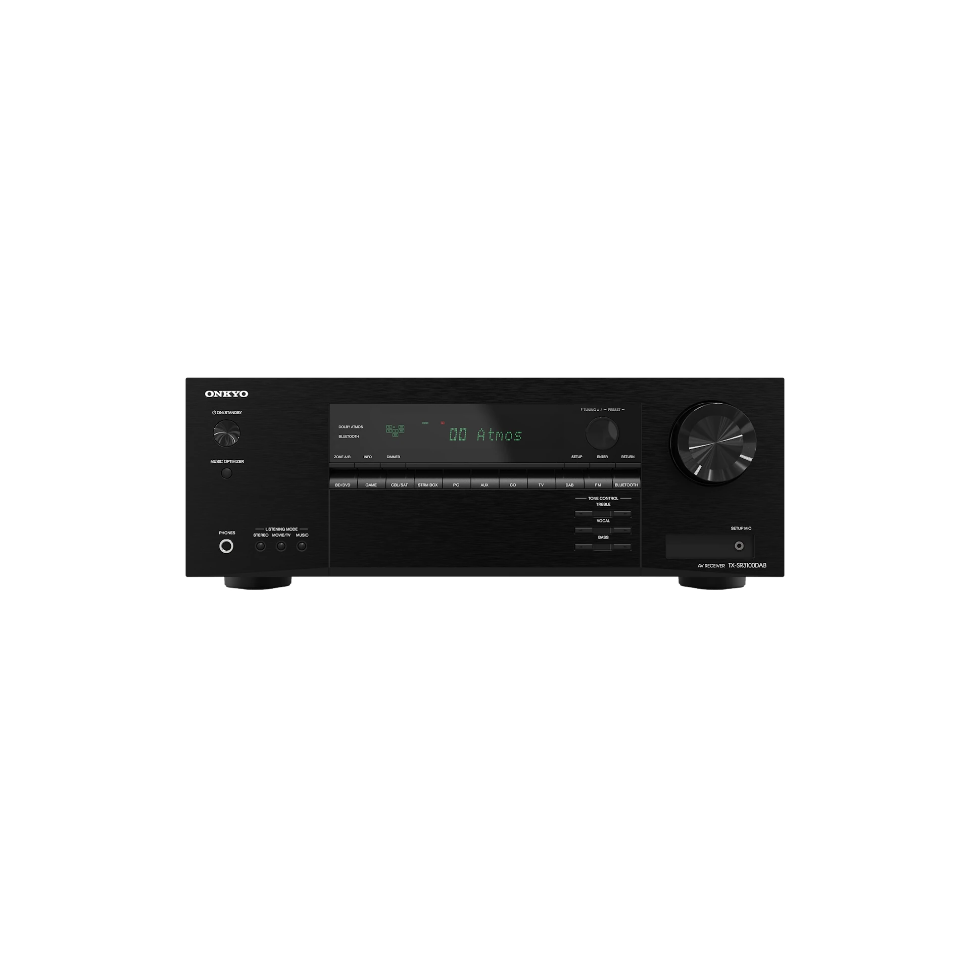 AV-Receiver, Schwarz, Stereo, Digitalanzeige, Vorderseite