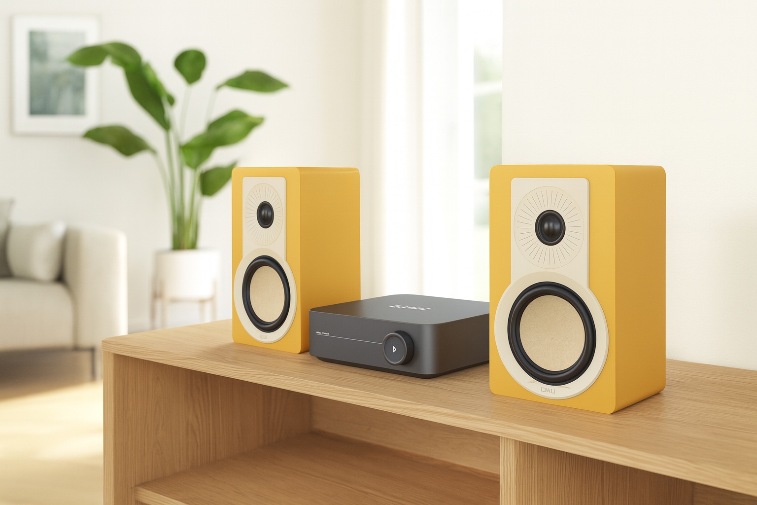 Lautsprecher, Standlautsprecher, Stereosystem, Gelb, Hifi-Set