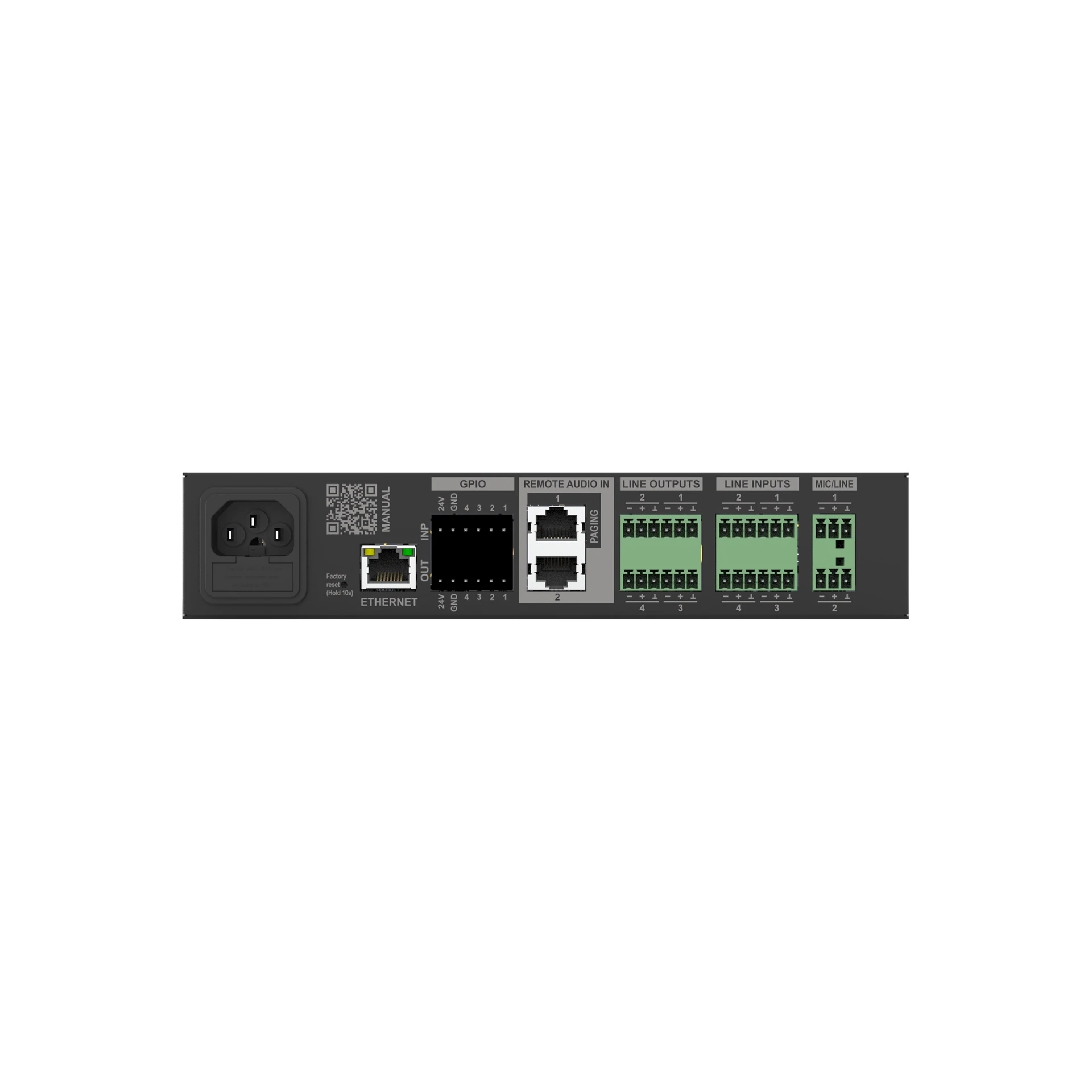 Ethernet, Stromversorgung Eingang, Rack-Mount, GPIO, Panelenanschlüsse