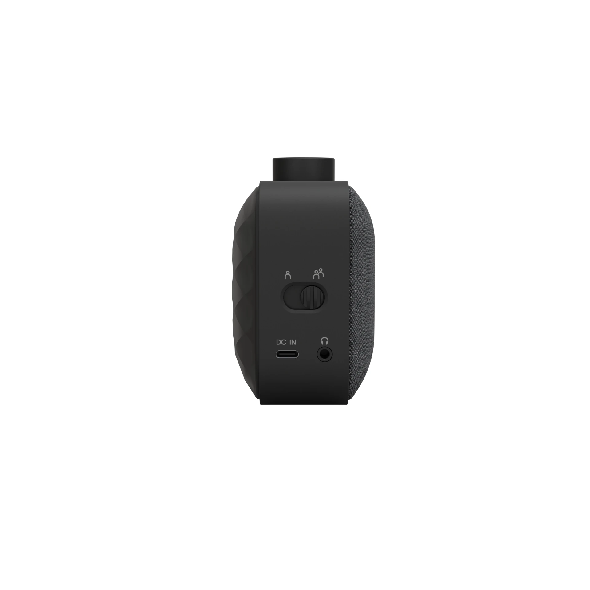Bluetooth-Lautsprecher, schwarz, Textilbespannung, USB-C-Anschluss, Kopfhöreranschluss