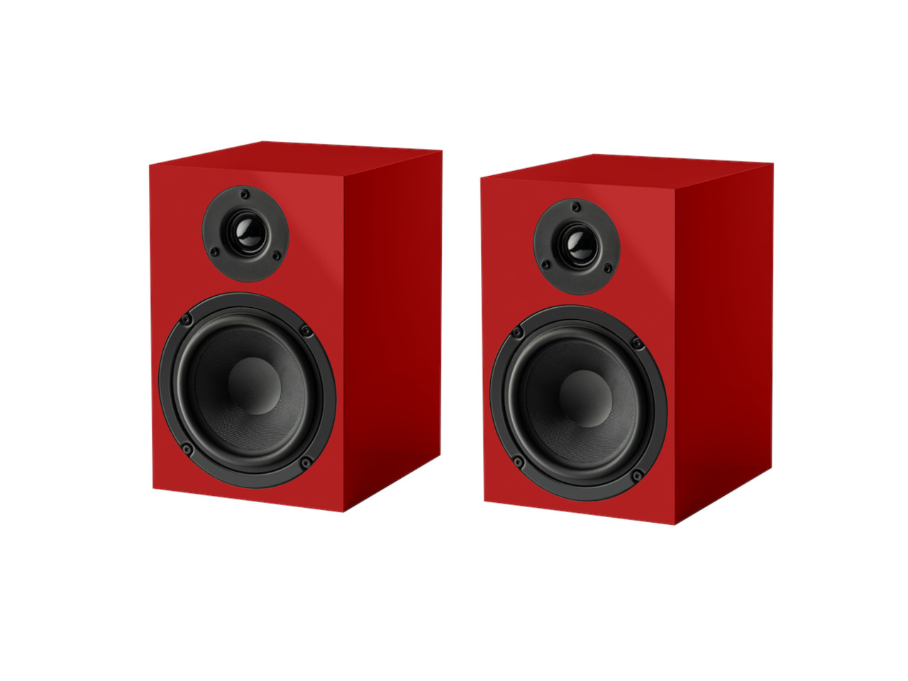 box speakers, red speakers, stereo speakers, 2-way speaker, red enclosure