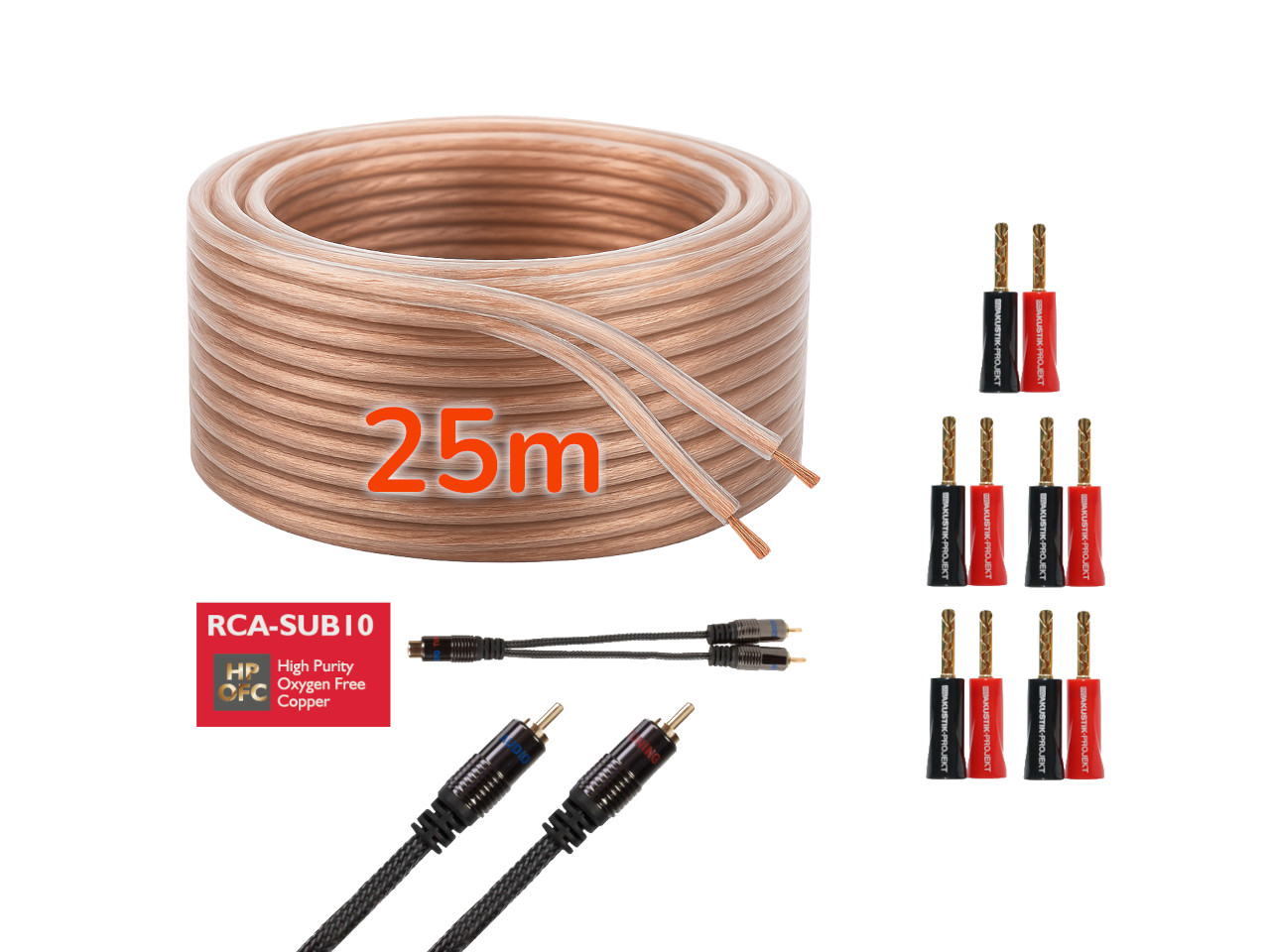 5.1 Heimkino Kabel-Kit Premium OFC Kabel