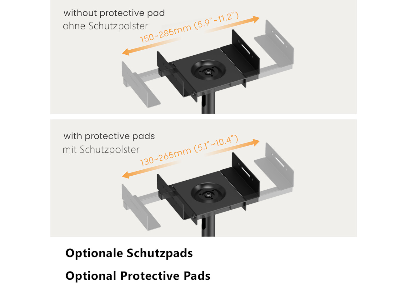 monitor-Halter, verstellbarer Arm, Tastaturablage, Gimbal-Platte, Schutzpolster