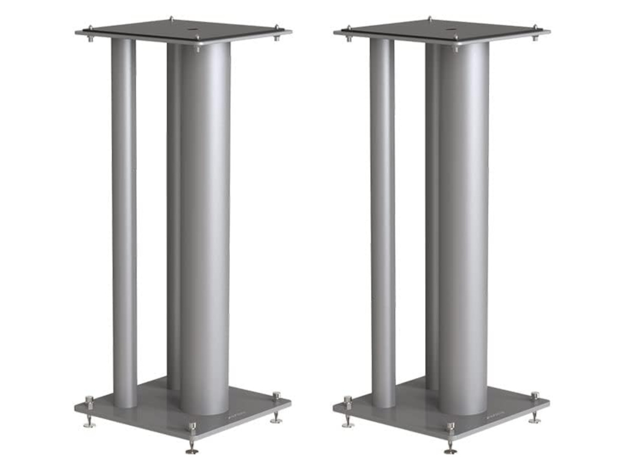 Lautsprecherständer, Metall, Silber, Glasplatten, Paar