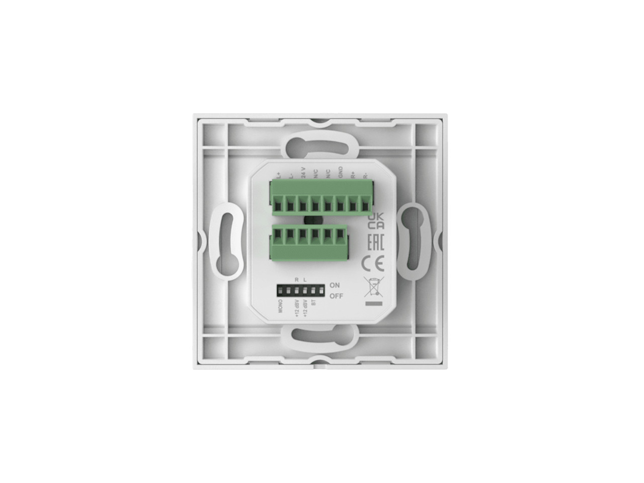 DIN-Bahn-Modul, Klemmenblock, grüne Stecker, elektronisches Gerät, Montageplatte