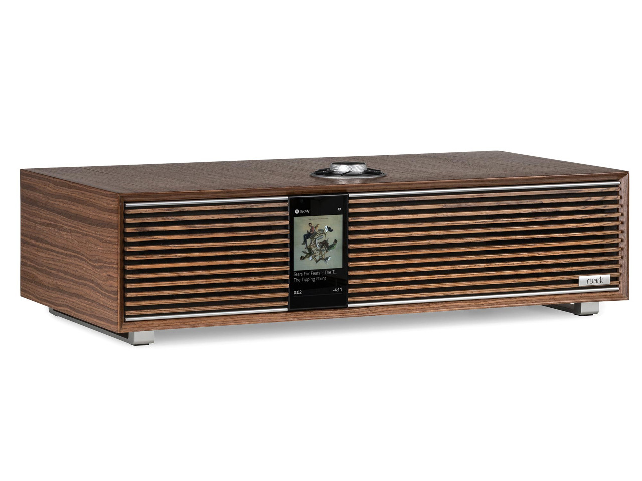 Holzlautsprecher, Stereo, Radio, Lamellenfront, Bedienknopf
