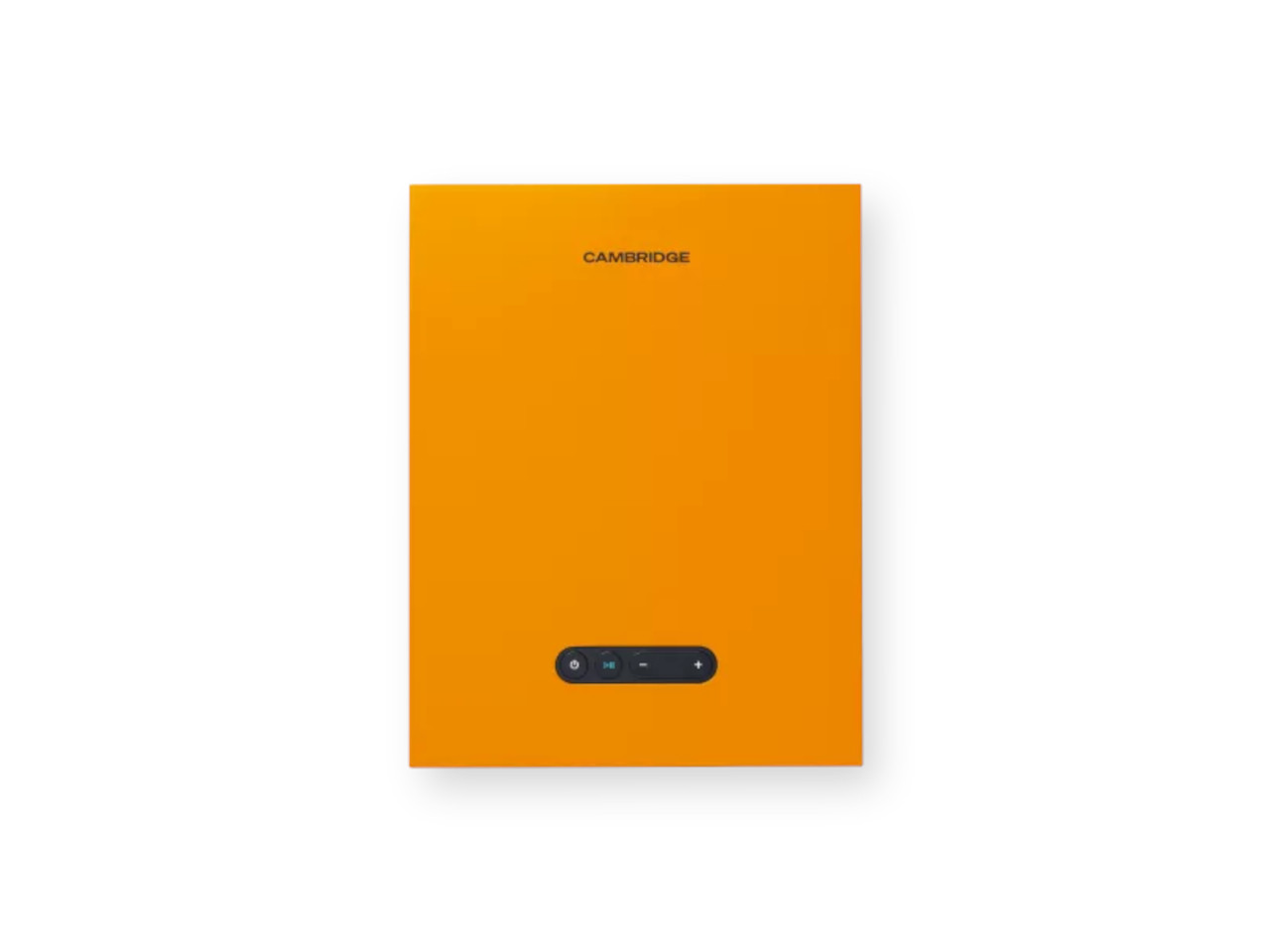 orange box, cambridge, control panel, wireless speaker, compact design