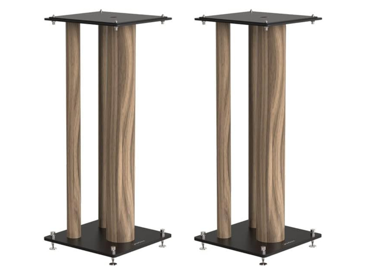 Lautsprecherständer, Holzoptik, Schwarze Standplatten, Höhenverstellbare Spikes, 2er-Set