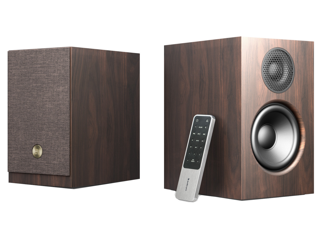 Lautsprecher, Kompaktlautsprecher, Holzoptik, Subwoofer, Fernbedienung