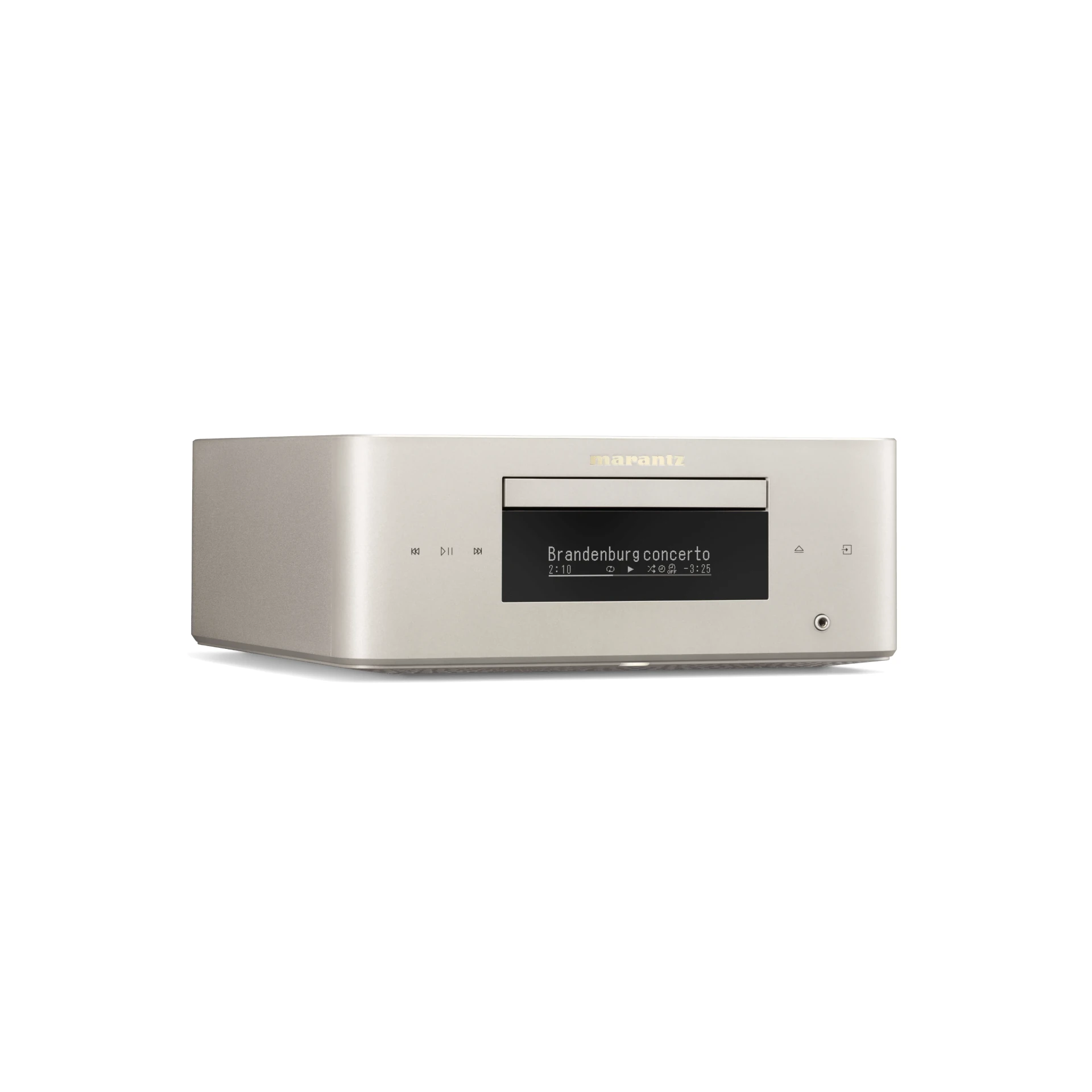 CD-Player, Hi-Fi-Anlage, silberfarben, Metallgehäuse, Digitaldisplay